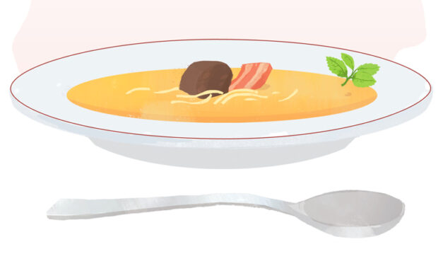 Fava Parada – Cremesuppe aus Ackerbohnen mit Nudeln
