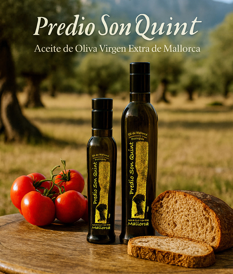Predio Son Quint. Aceite de Oliva Virgen Extra de Mallorca.
