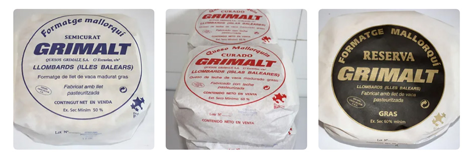 Quesos Grimalt, Queso curado, queso semicurado y queso reserva.